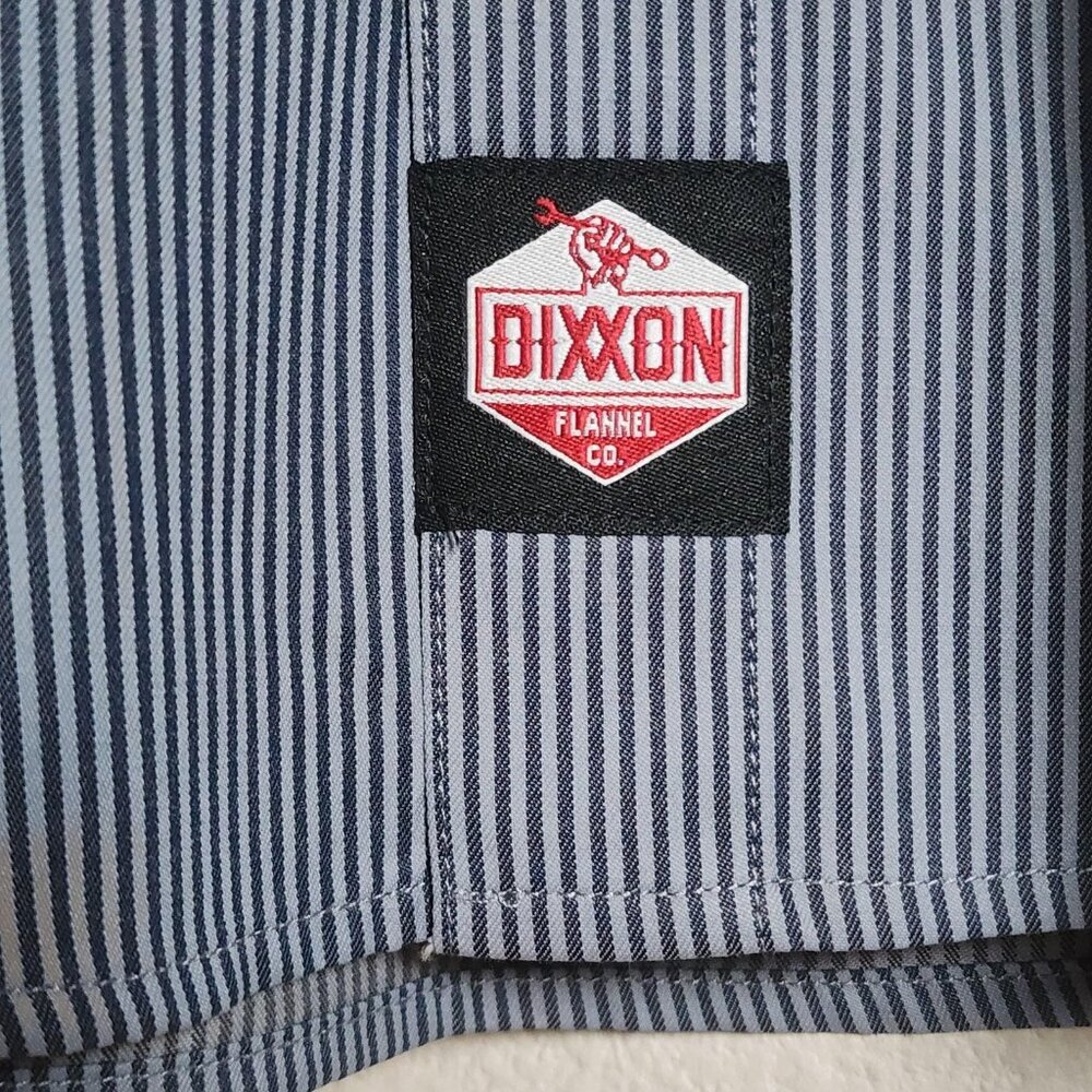Dixxon Workforce Shirt Mens XL Blue Striped Short Sleeve Button Up Workwear - Picture 4 of 10
